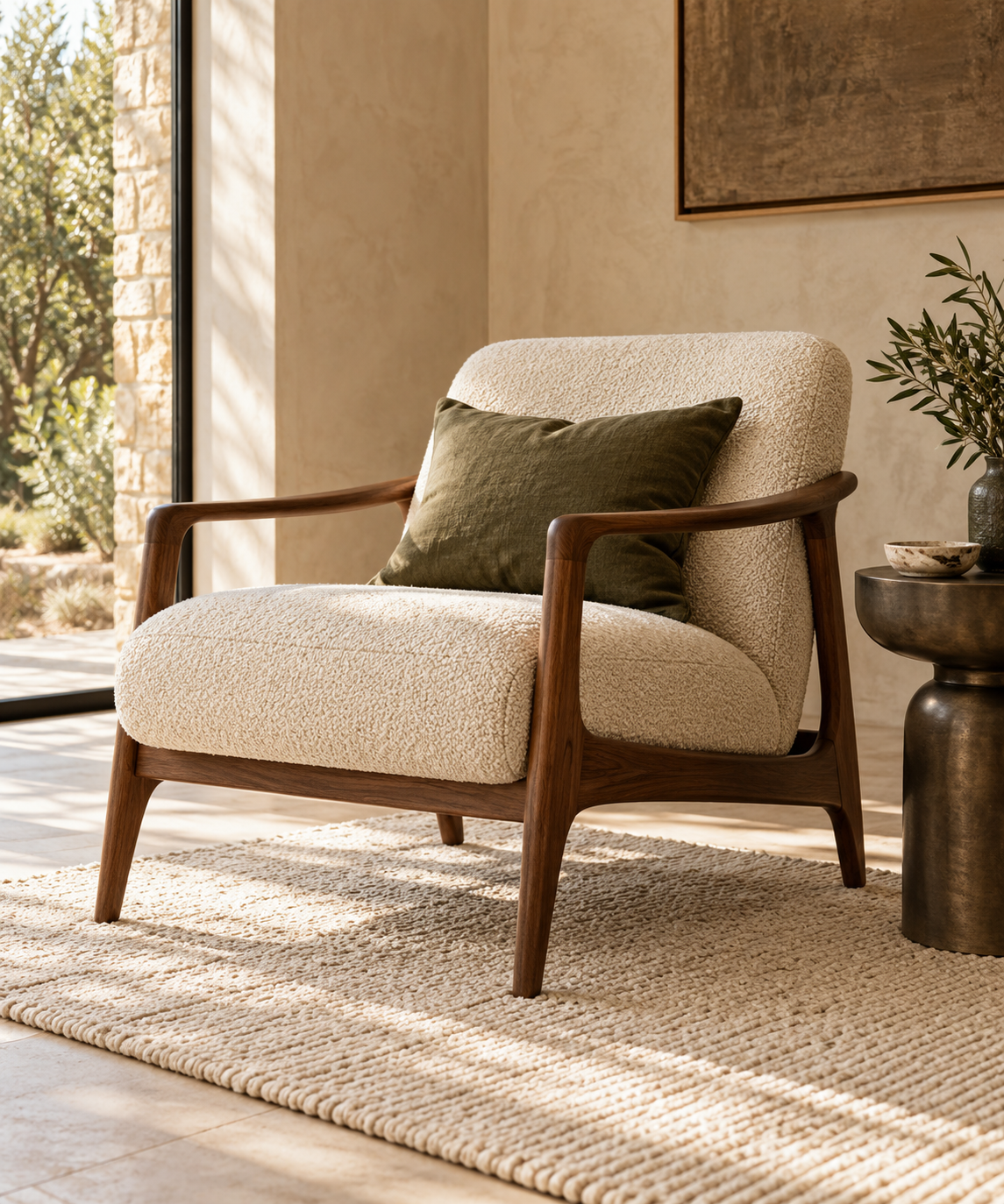 Editorial inspiration: ivory upholstered walnut accent chair