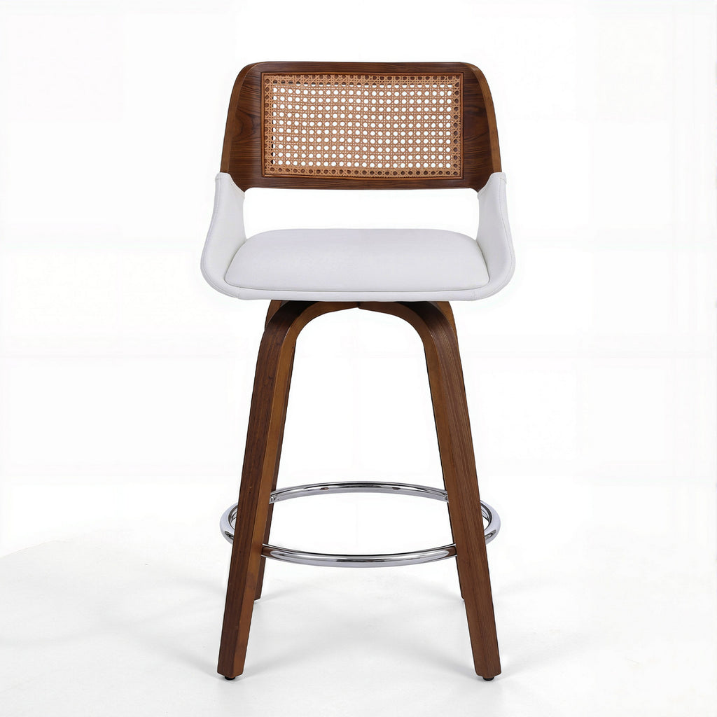 Eloise PU Leather Counter Stool - White