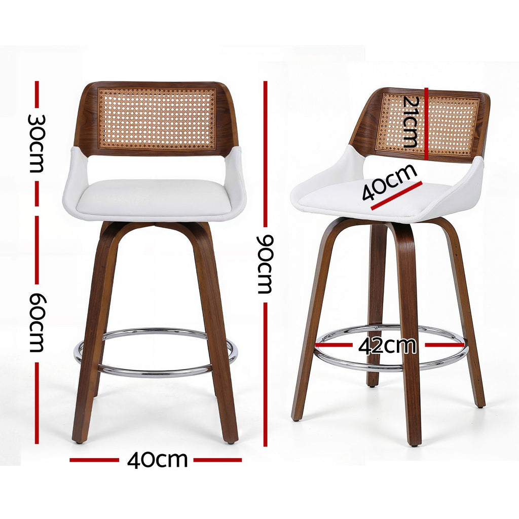 Eloise PU Leather Counter Stool - White (Set of 3)