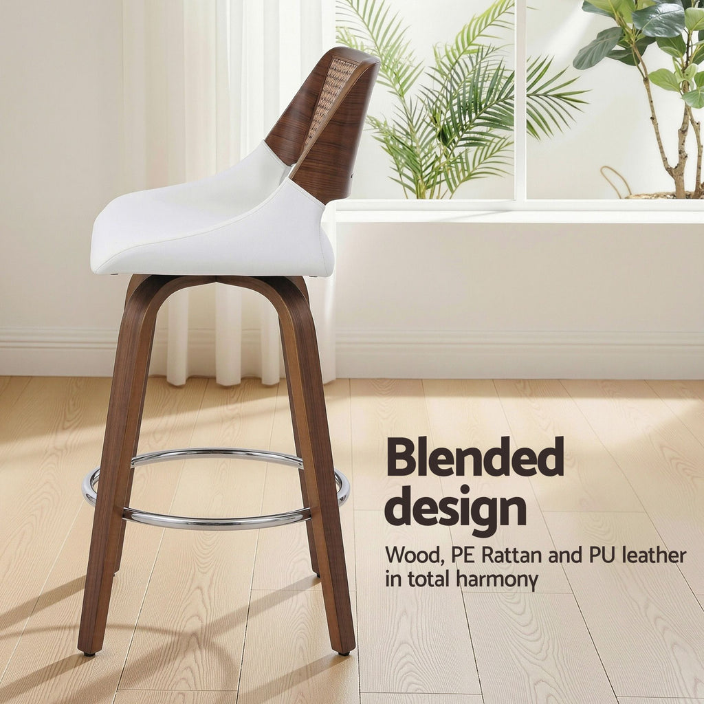 Eloise PU Leather Counter Stool - White (Set of 3)