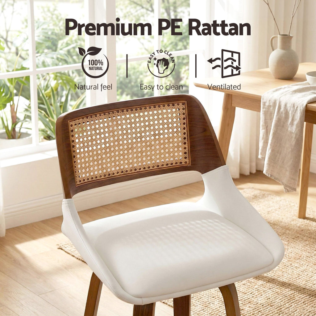 Eloise PU Leather Counter Stool - White (Set of 3)