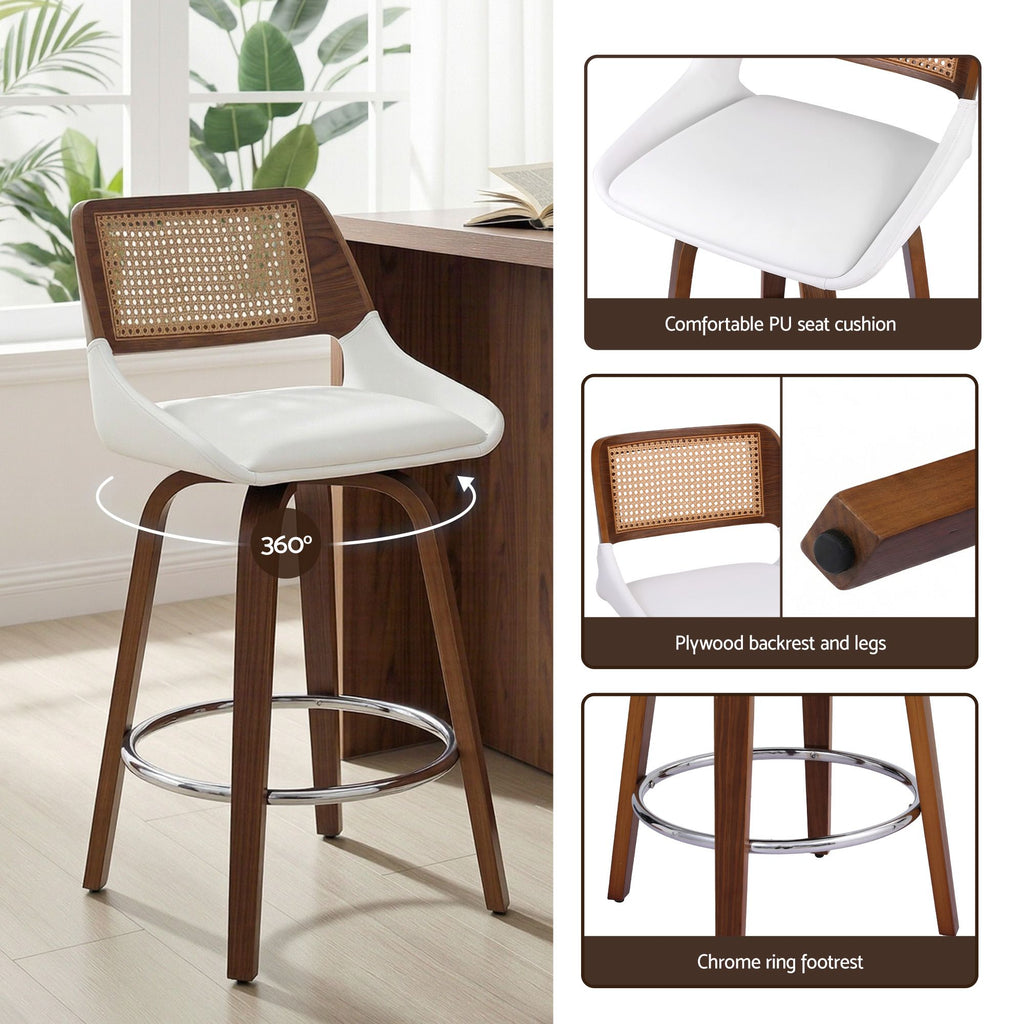 Eloise PU Leather Counter Stool - White (Set of 3)