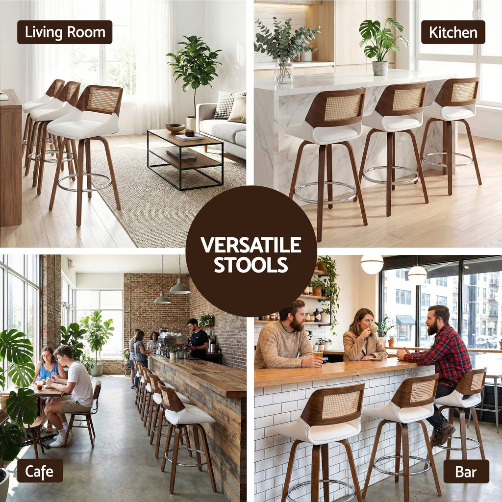 Eloise PU Leather Counter Stool - White (Set of 3)