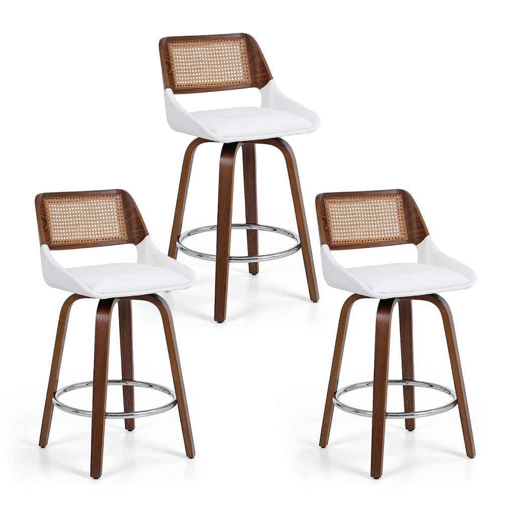 Eloise PU Leather Counter Stool - White (Set of 3)