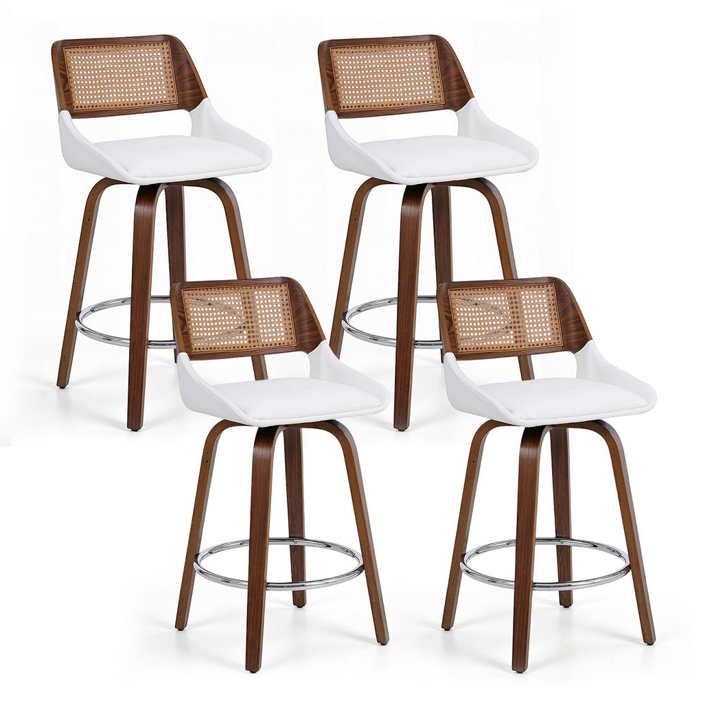 Eloise PU Leather Counter Stool - White (Set of 4)
