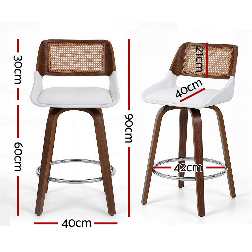 Eloise PU Leather Counter Stool - White (Set of 4)
