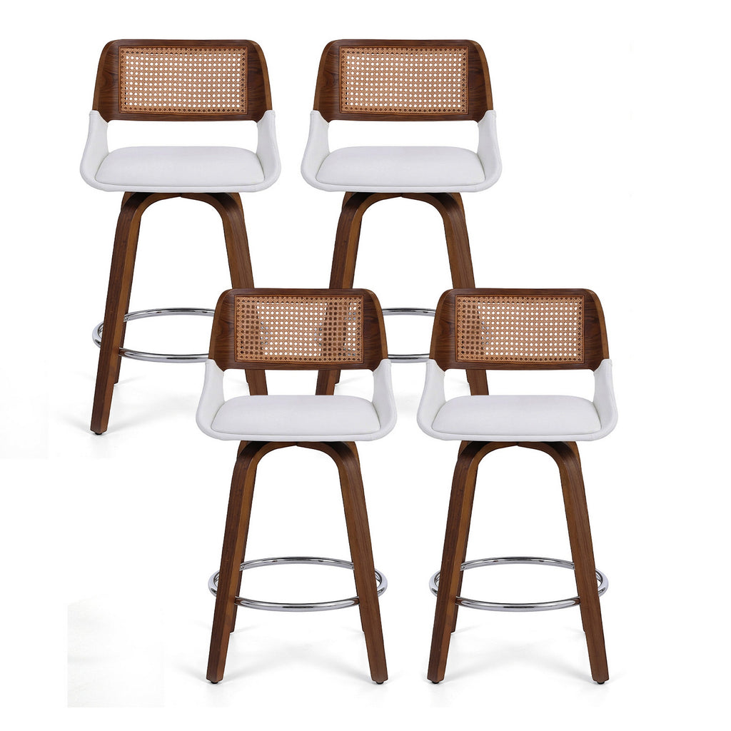 Eloise PU Leather Counter Stool - White (Set of 4)