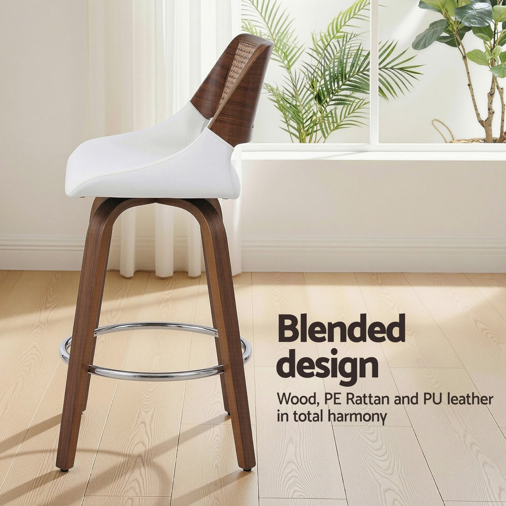 Eloise PU Leather Counter Stool - White (Set of 4)