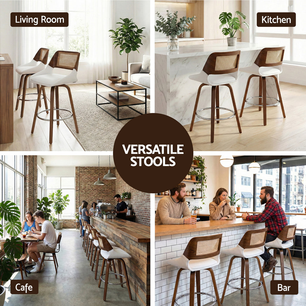 Eloise PU Leather Counter Stool - White (Set of 4)