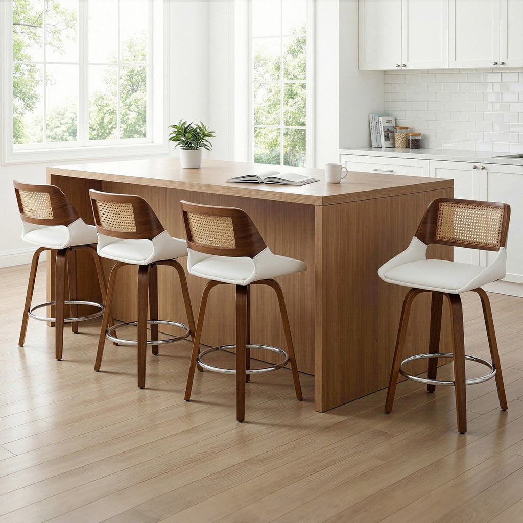 Eloise PU Leather Counter Stool - White (Set of 4)