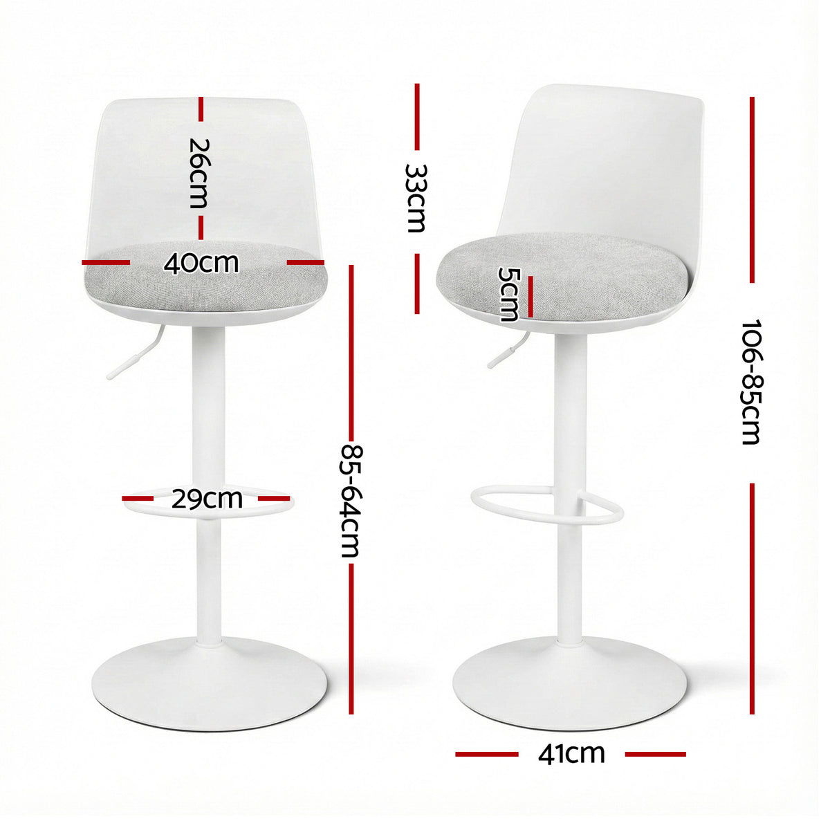Jasper Fabric Counter Stool - White (Set of 2)
