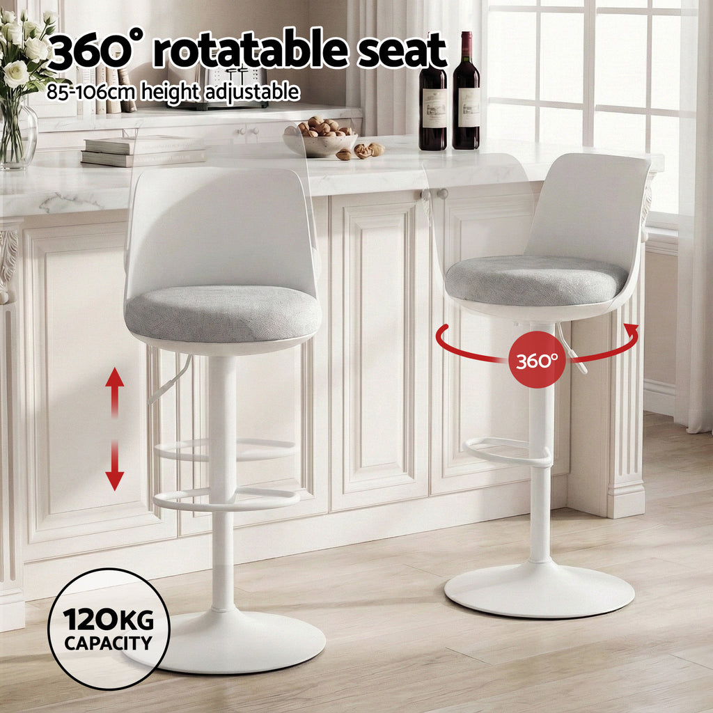Jasper Fabric Counter Stool - White (Set of 2)