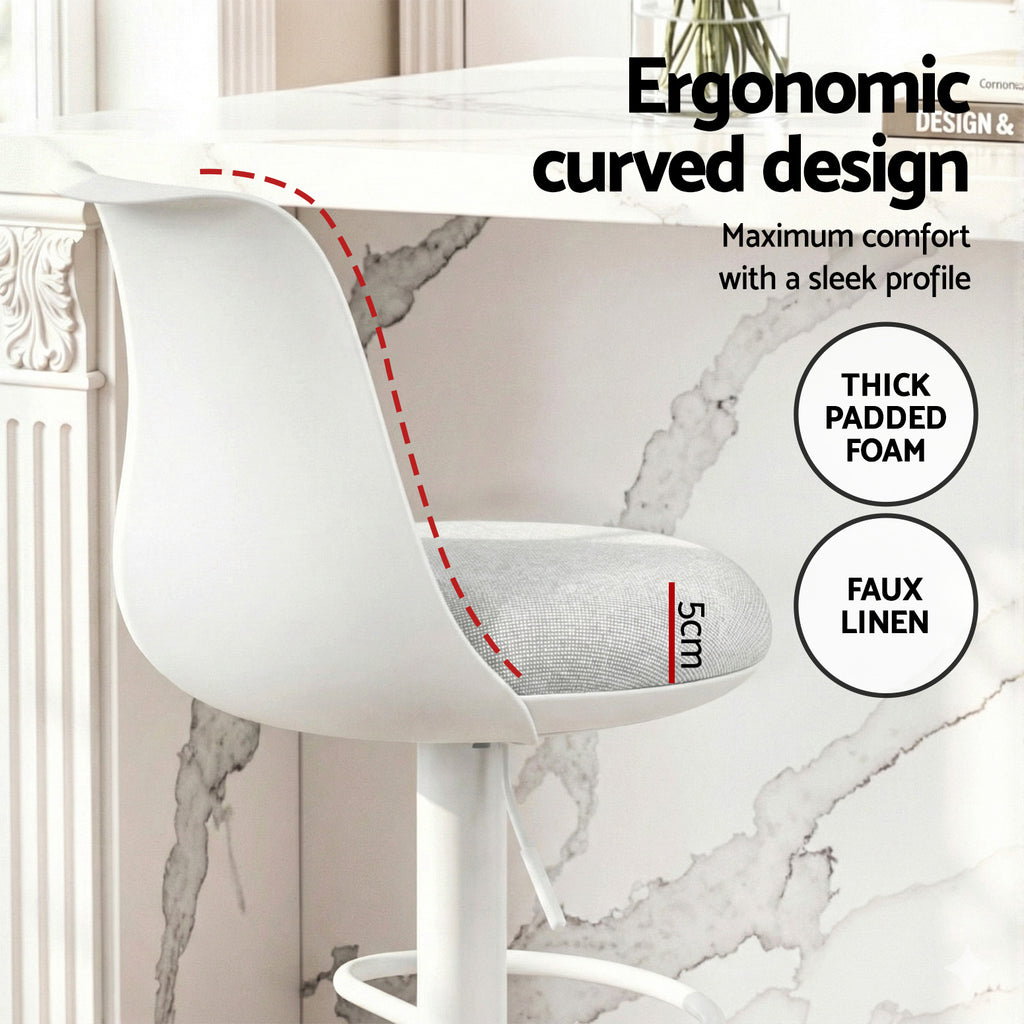 Jasper Fabric Counter Stool - White (Set of 2)
