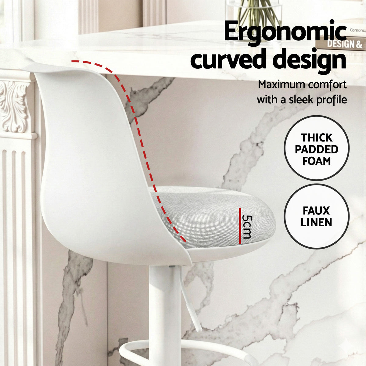 Jasper Fabric Counter Stool - White (Set of 2)