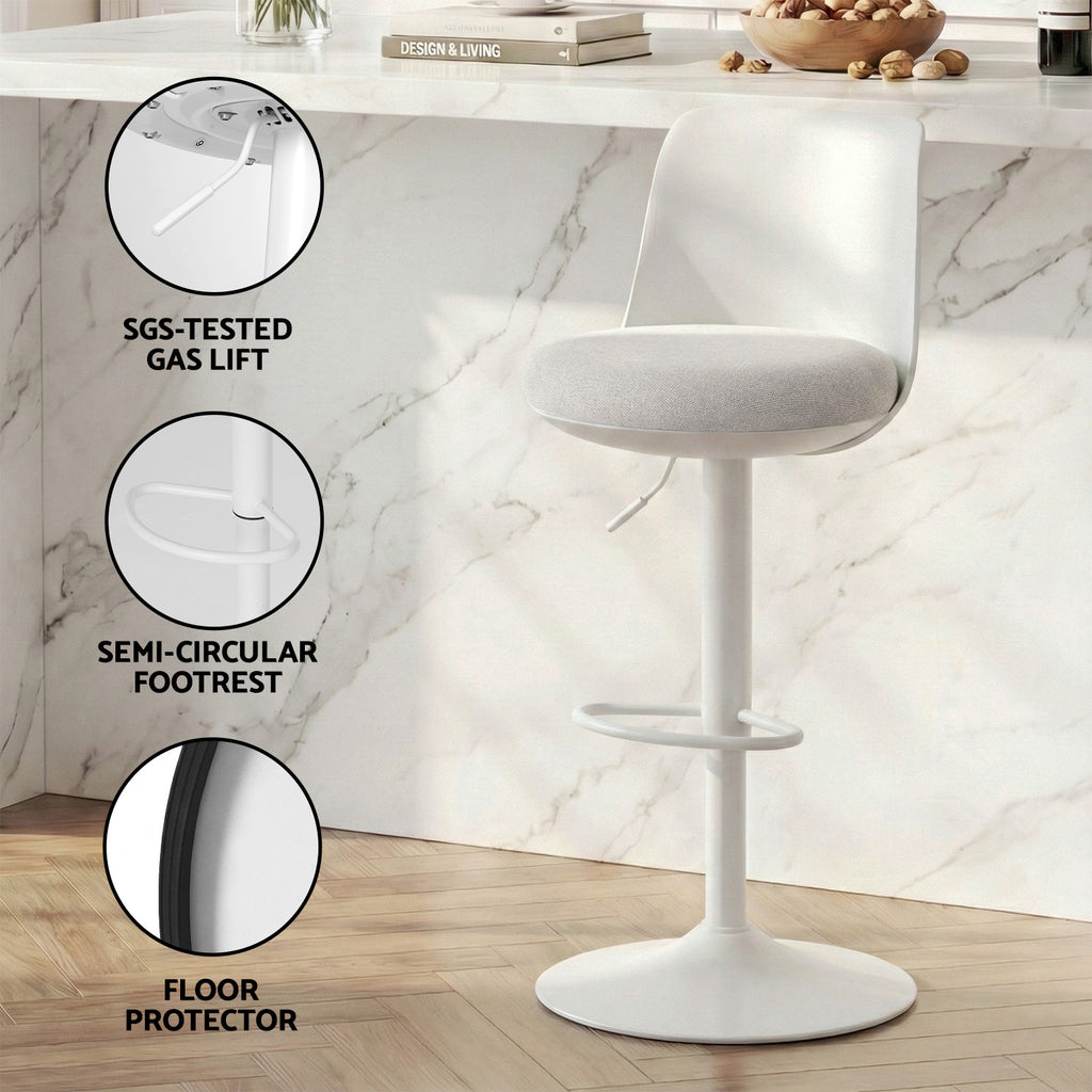 Jasper Fabric Counter Stool - White (Set of 2)