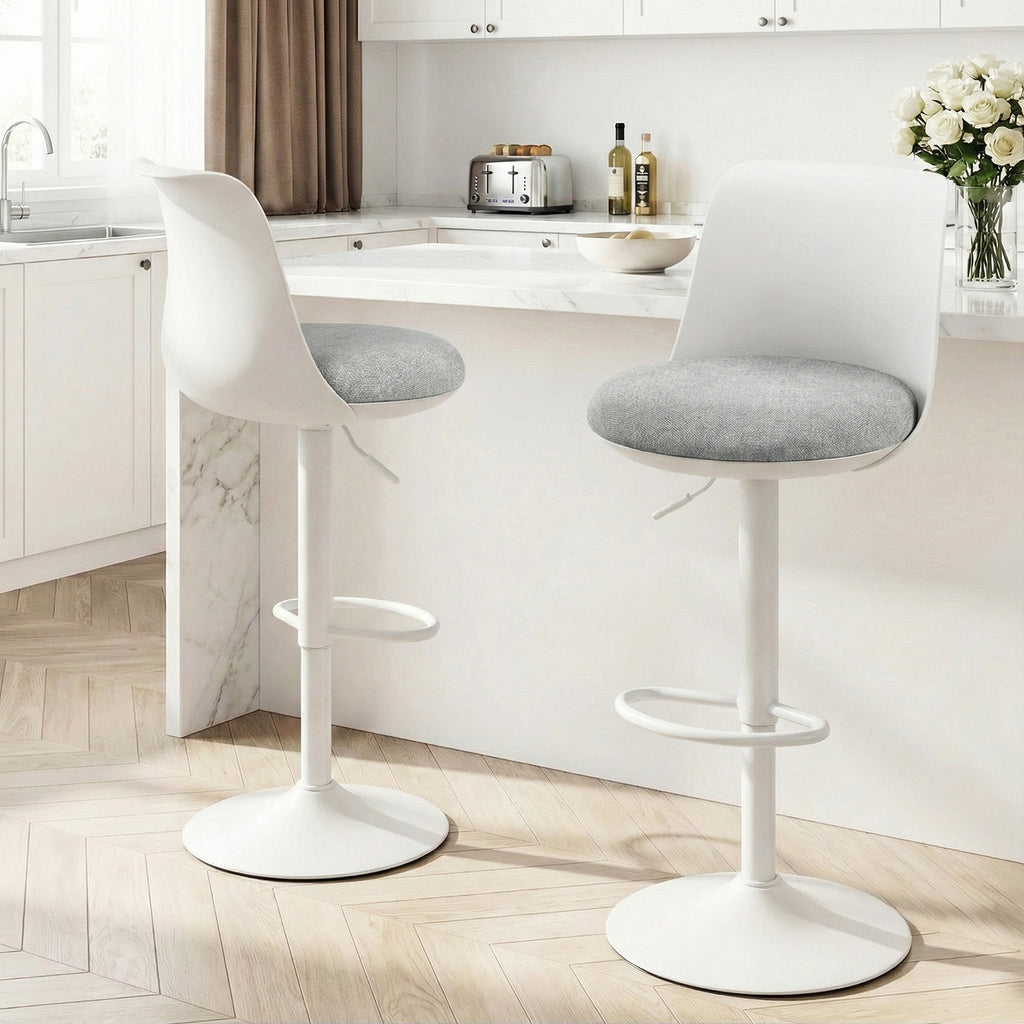 Jasper Fabric Counter Stool - White (Set of 2)