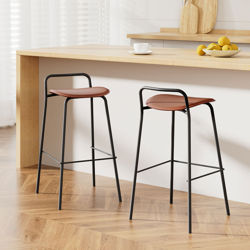 Audrey PU Leather Counter Stool - Brown (Set of 2)