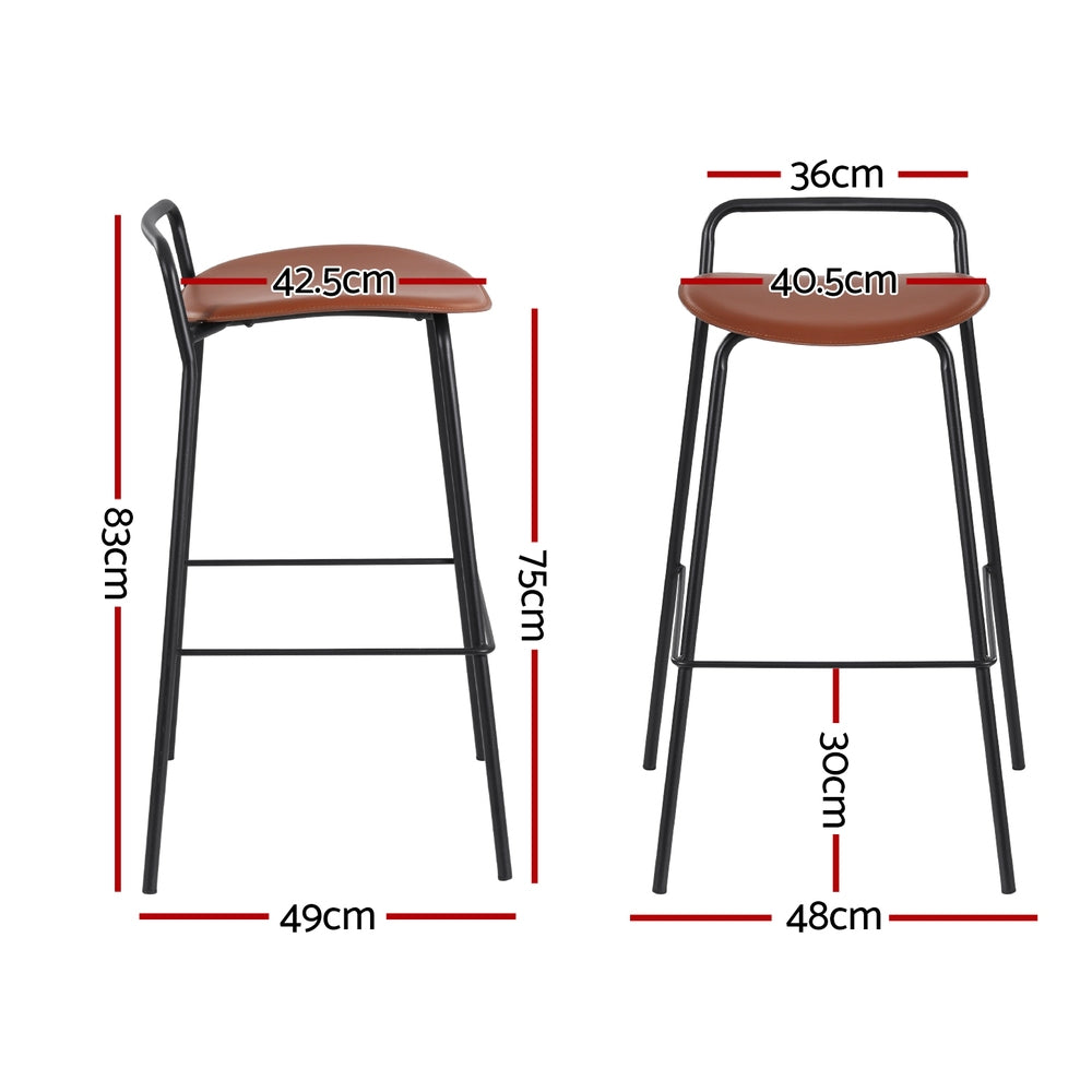 Audrey PU Leather Counter Stool - Brown (Set of 2)