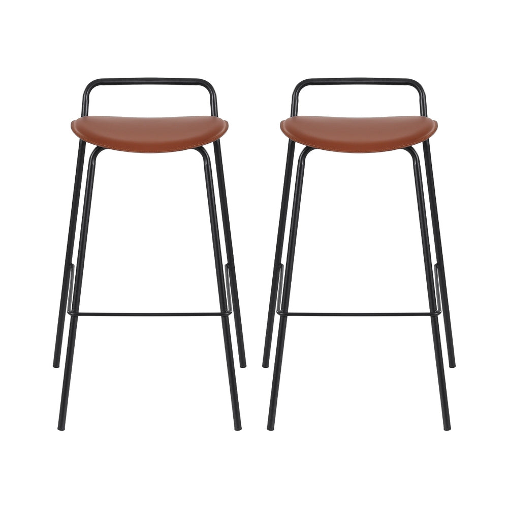 Audrey PU Leather Counter Stool - Brown (Set of 2)
