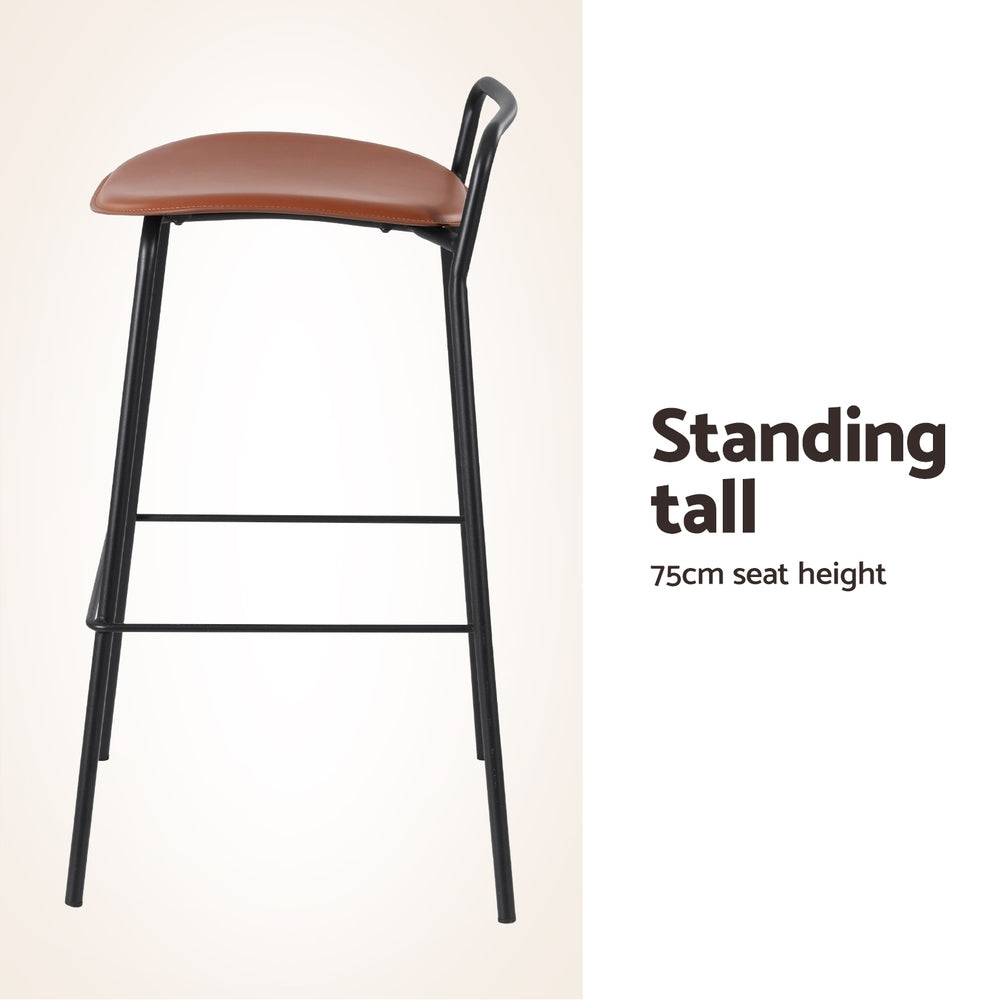 Audrey PU Leather Counter Stool - Brown (Set of 2)