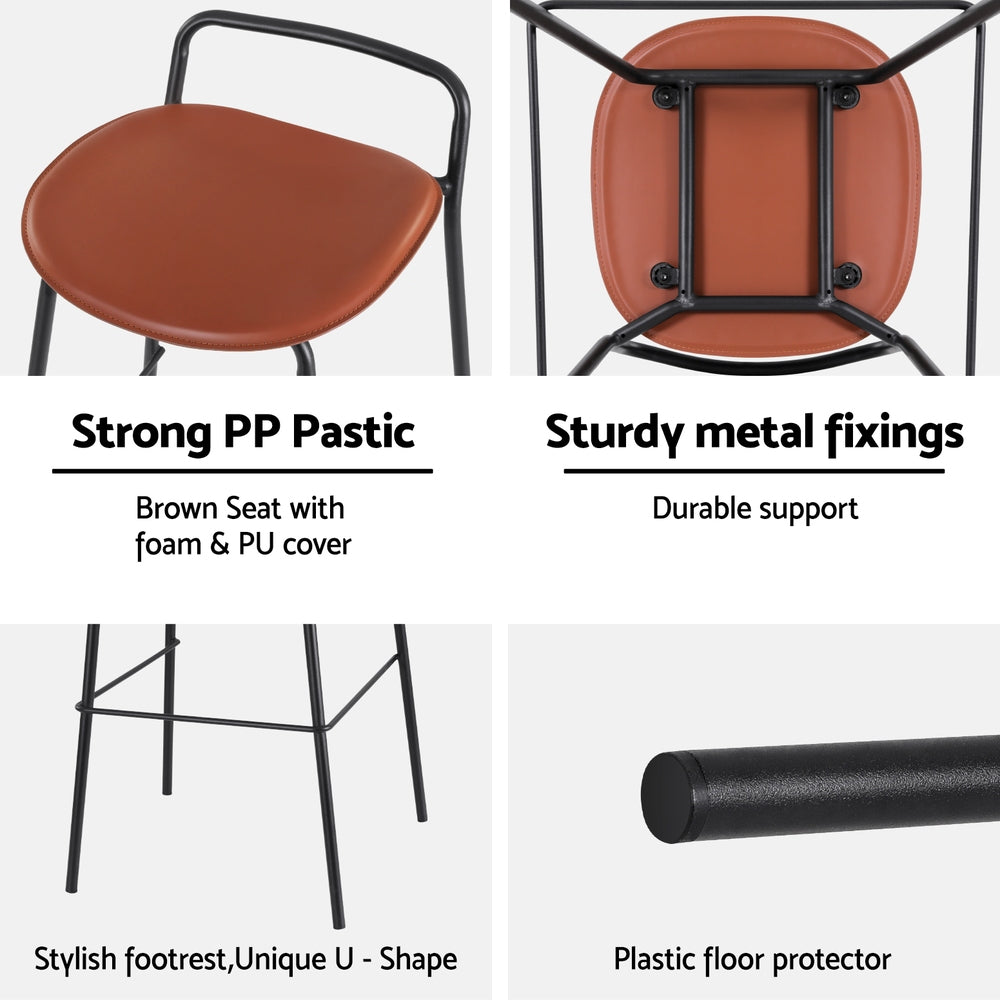 Audrey PU Leather Counter Stool - Brown (Set of 2)