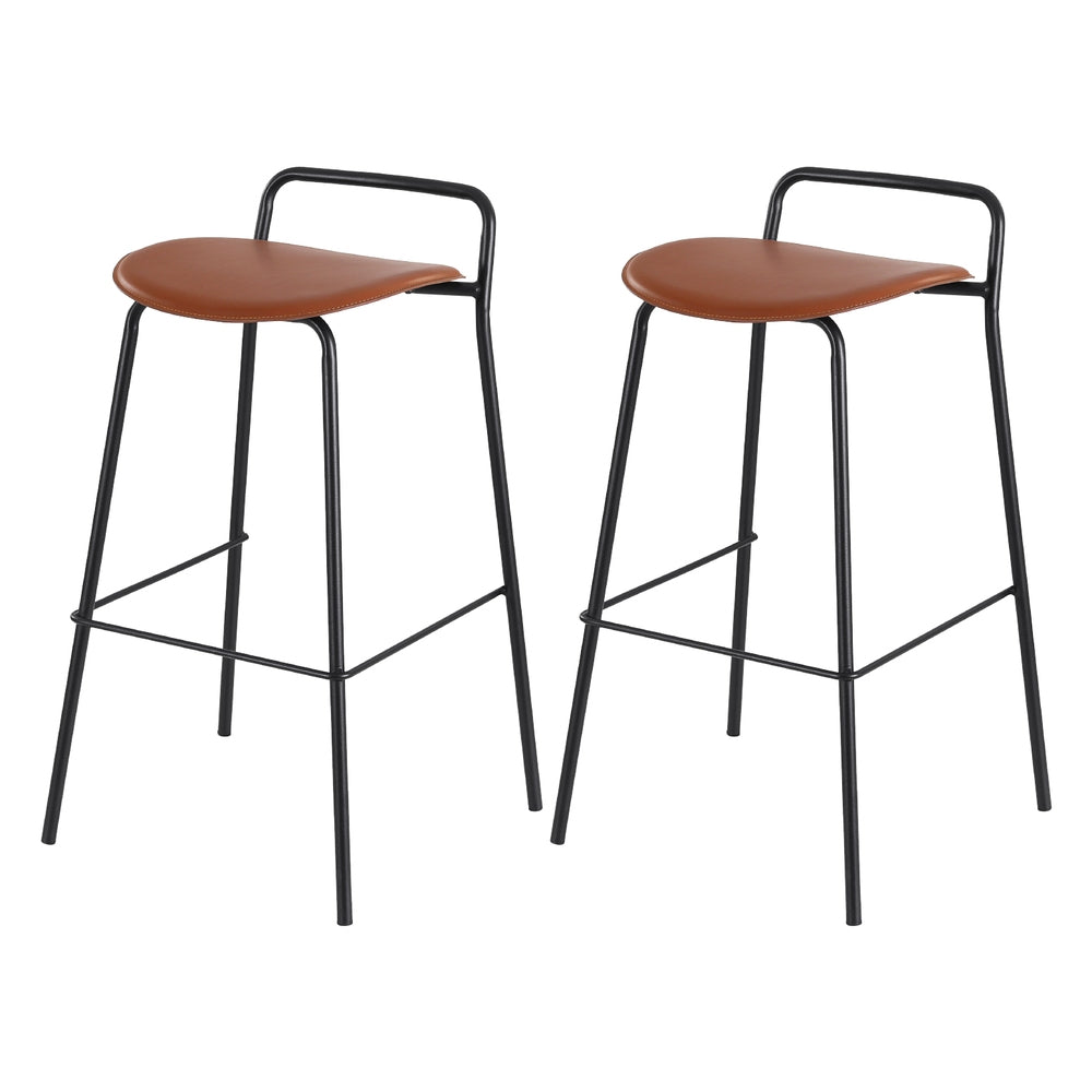 Audrey PU Leather Counter Stool - Brown (Set of 2)