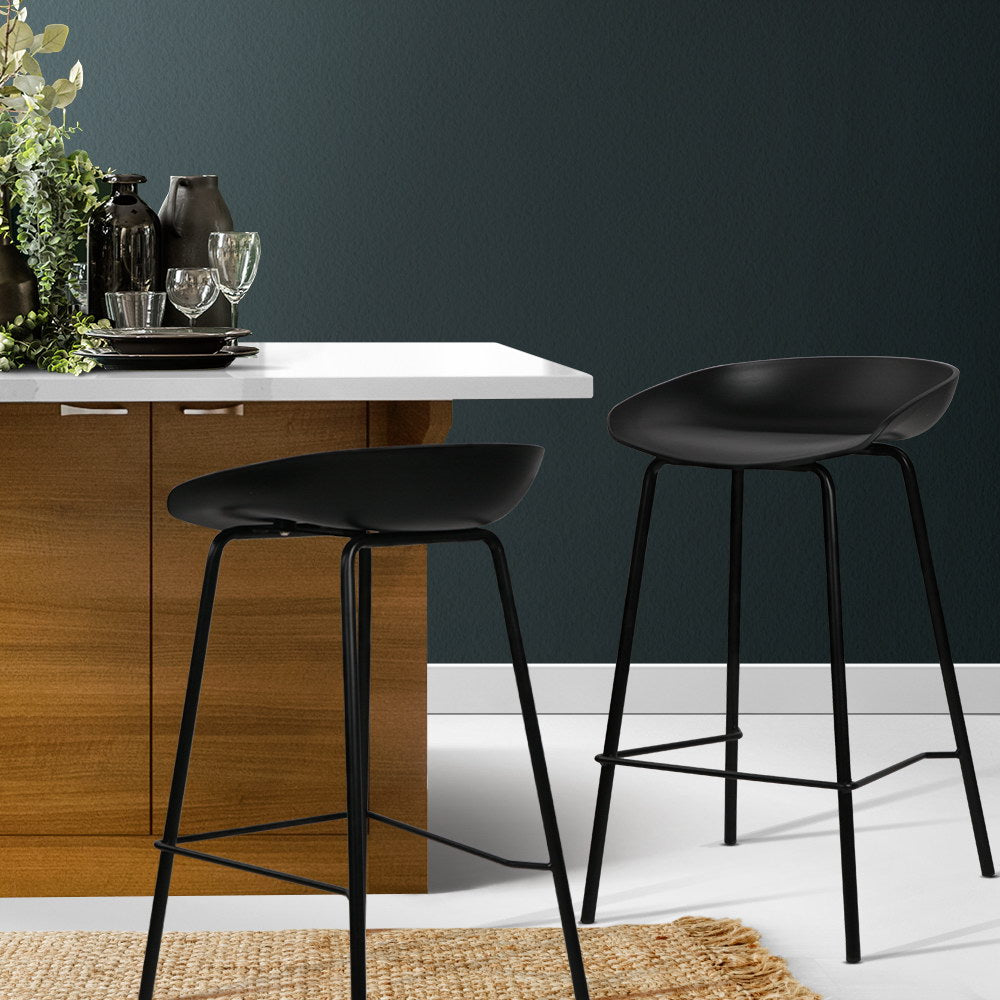 Oliver Plastic Counter Stool - Black (Set of 2)