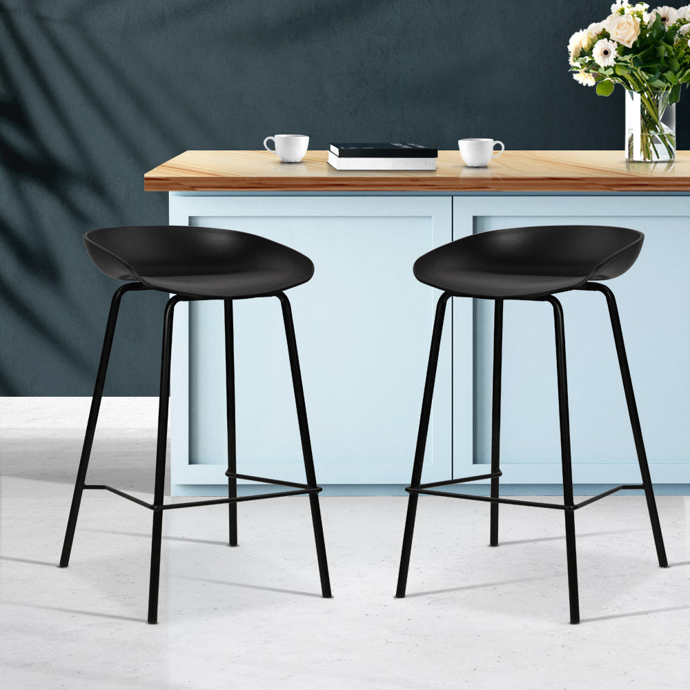Oliver Plastic Counter Stool - Black (Set of 2)