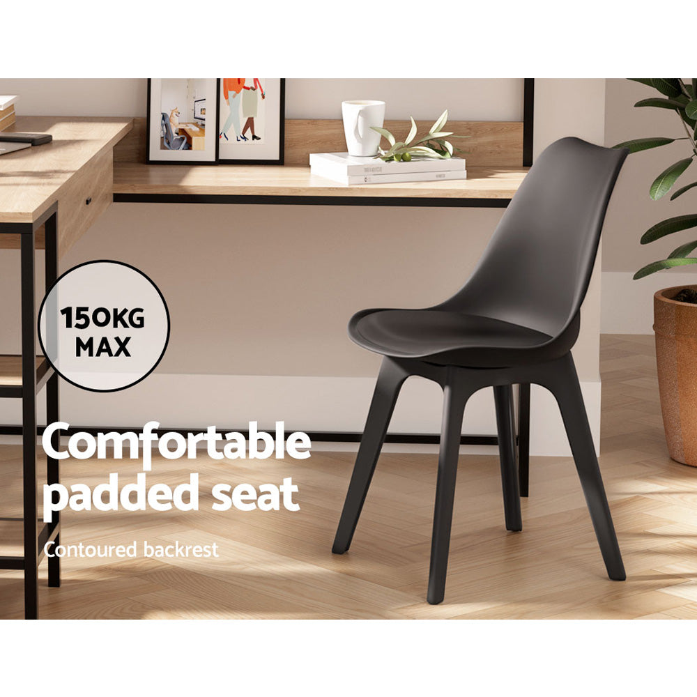 Oscar PU Leather Dining Chair - Black (Set of 4)