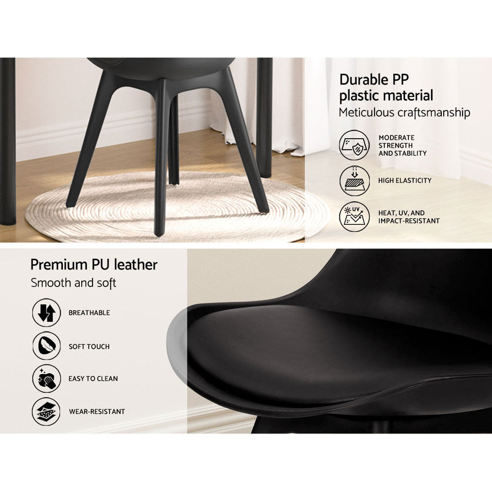 Oscar PU Leather Dining Chair - Black (Set of 4)