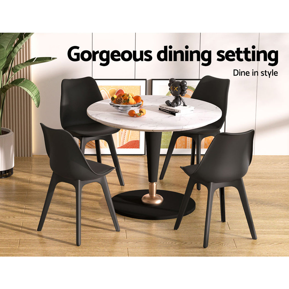 Oscar PU Leather Dining Chair - Black (Set of 4)