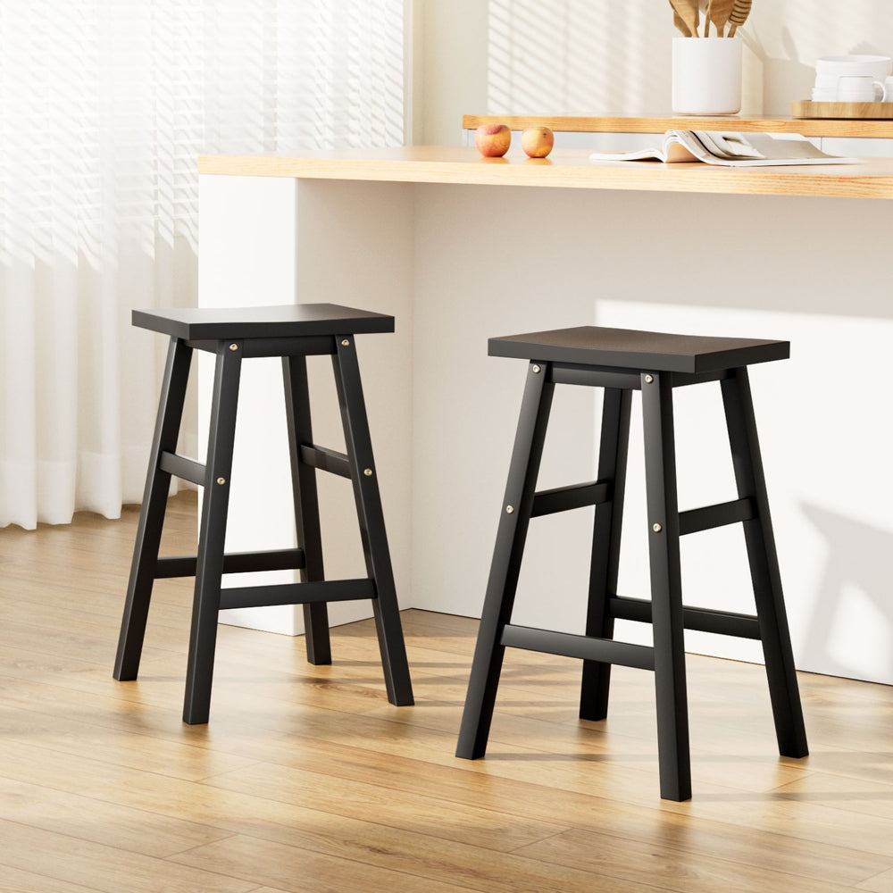 Florence Wooden Counter Stool - Black (Set of 2)