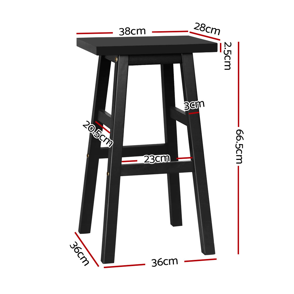 Florence Wooden Counter Stool - Black (Set of 2)