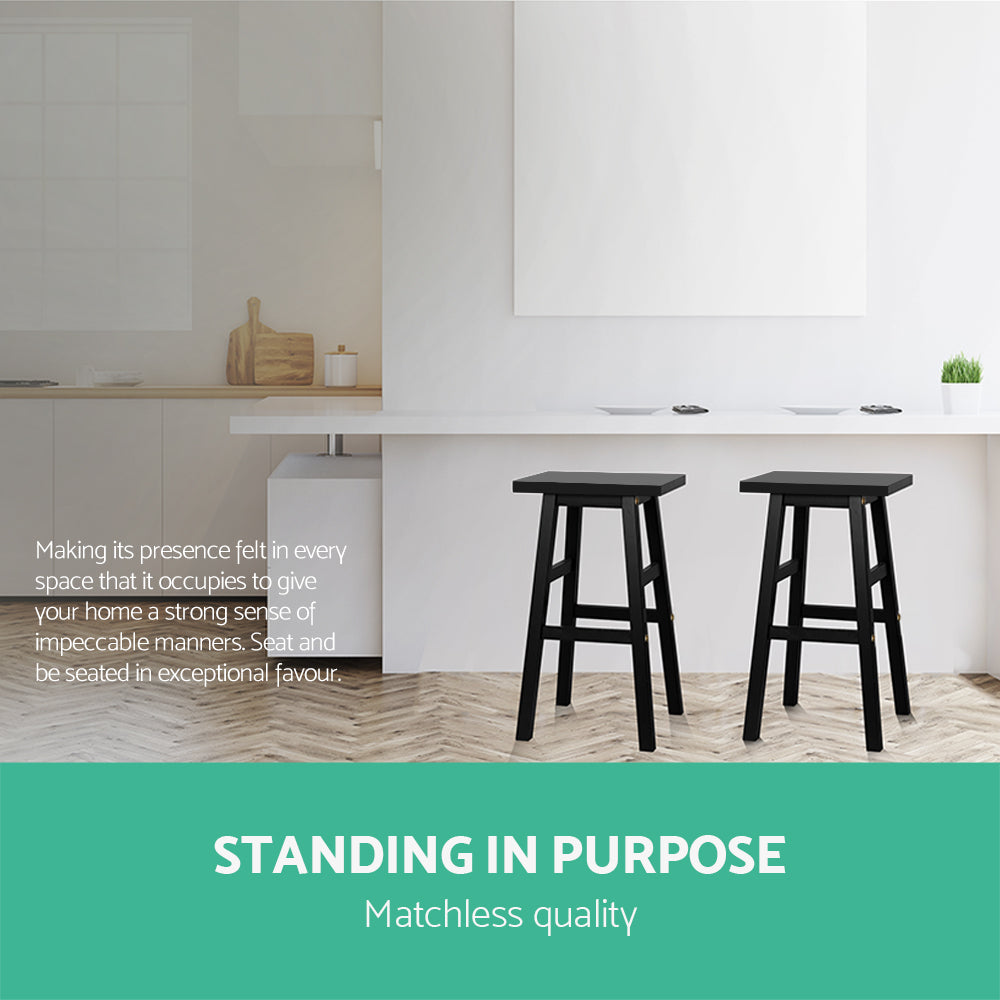 Florence Wooden Counter Stool - Black (Set of 2)