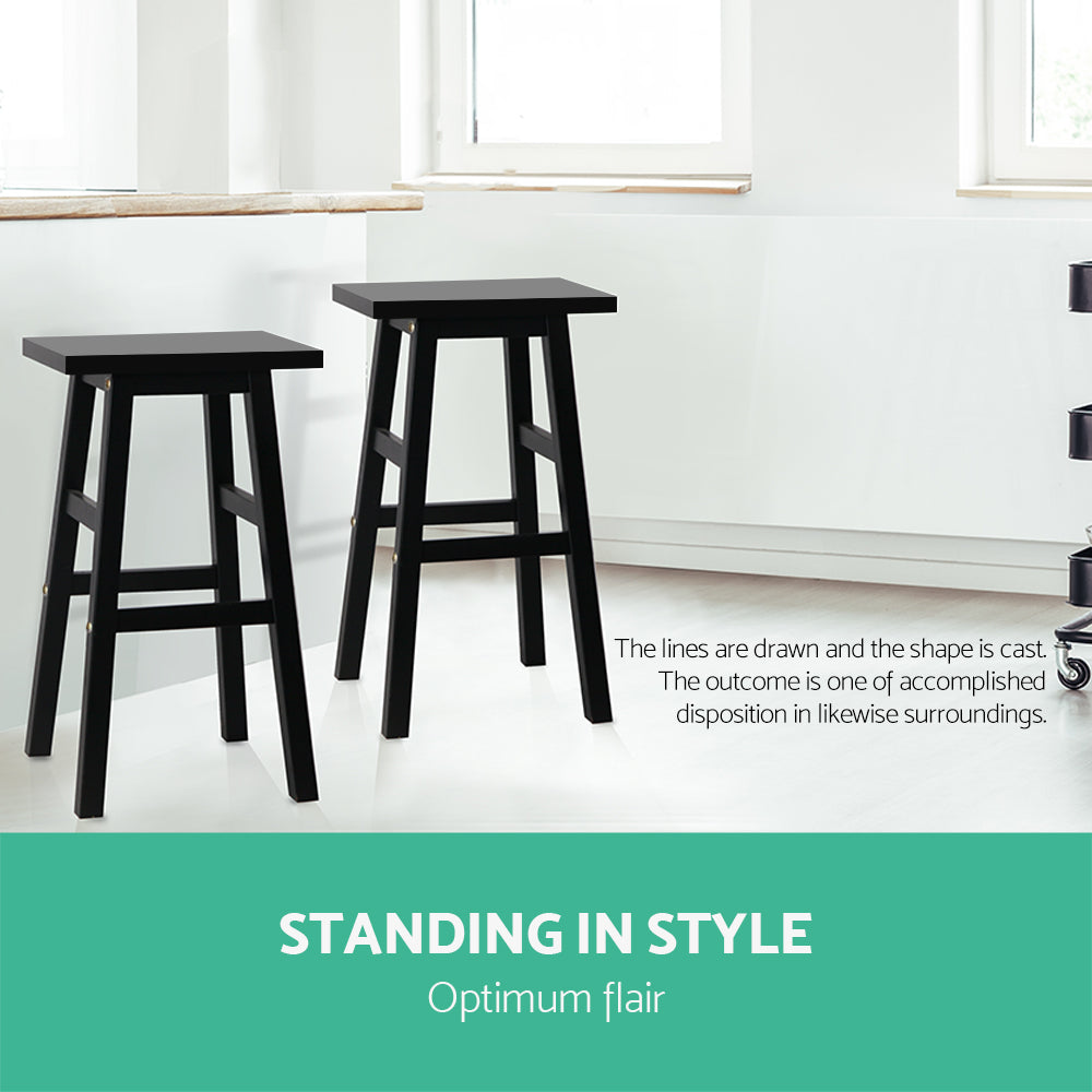 Florence Wooden Counter Stool - Black (Set of 2)