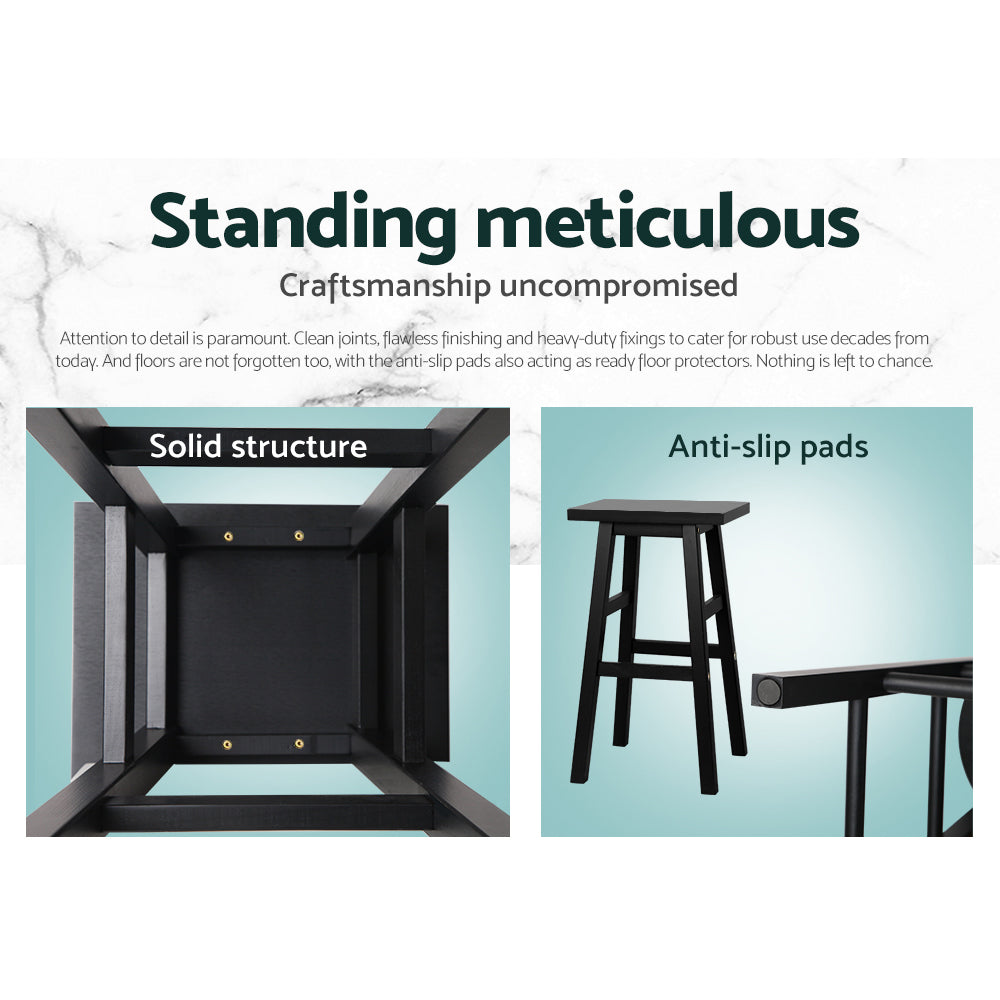 Florence Wooden Counter Stool - Black (Set of 2)