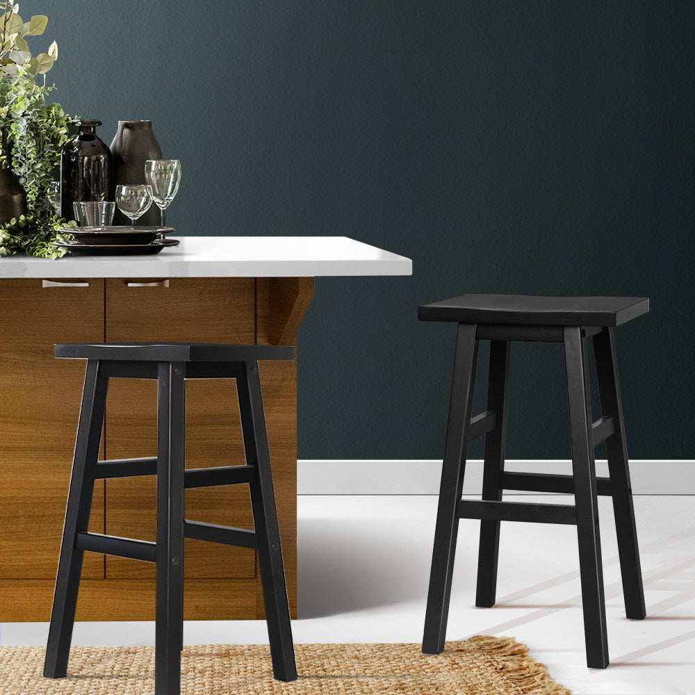 Florence Wooden Counter Stool - Black (Set of 2)