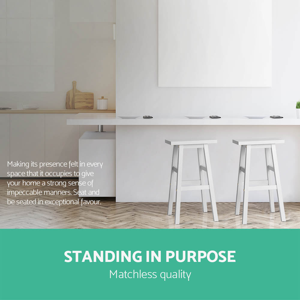 Florence Wooden Counter Stool - White (Set of 2)