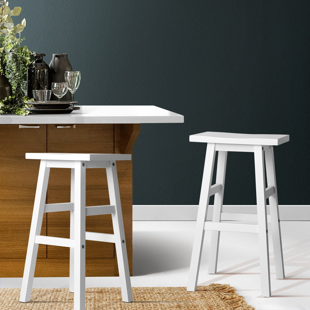 Florence Wooden Counter Stool - White (Set of 2)