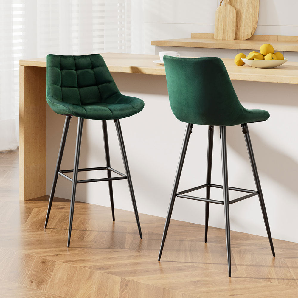 Amelia Velvet Counter Stool - Green (Set of 2)