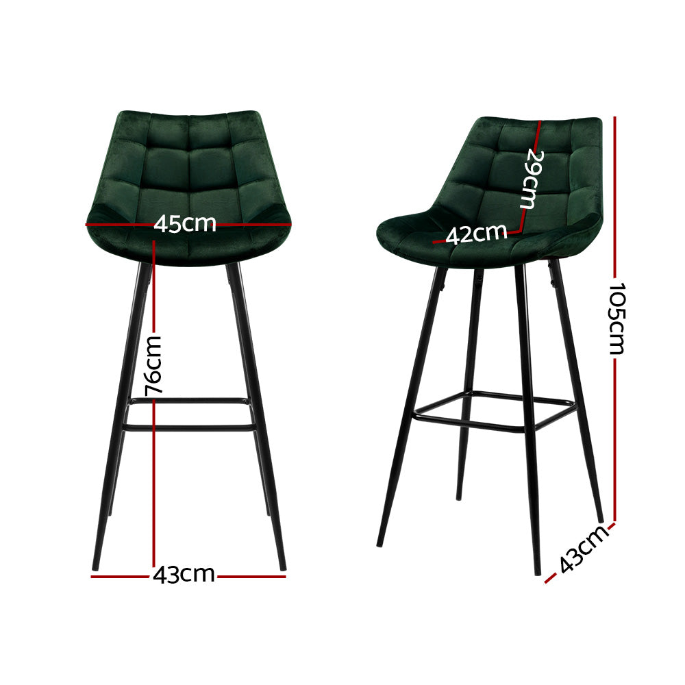 Amelia Velvet Counter Stool - Green (Set of 2)