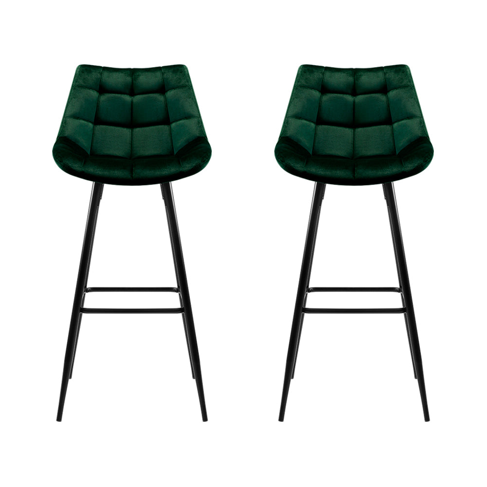 Amelia Velvet Counter Stool - Green (Set of 2)