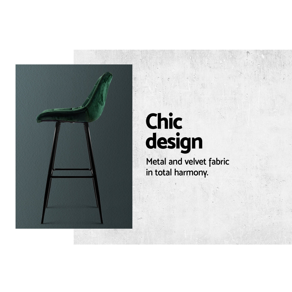 Amelia Velvet Counter Stool - Green (Set of 2)