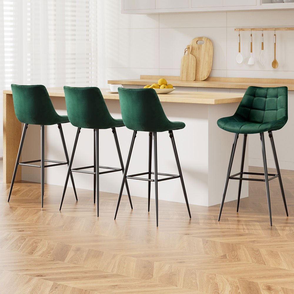 Amelia Velvet Counter Stool - Green (Set of 4)