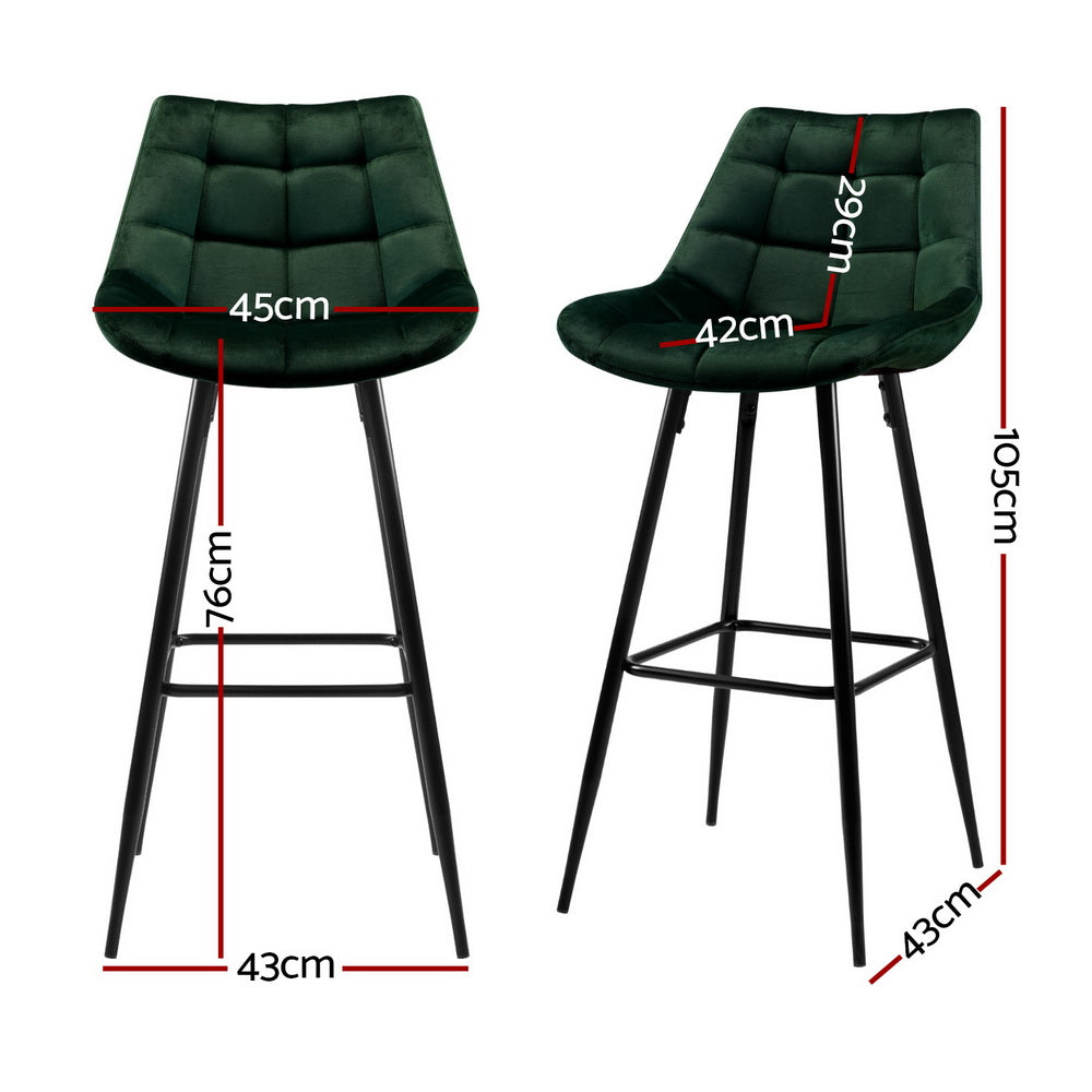 Amelia Velvet Counter Stool - Green (Set of 4)