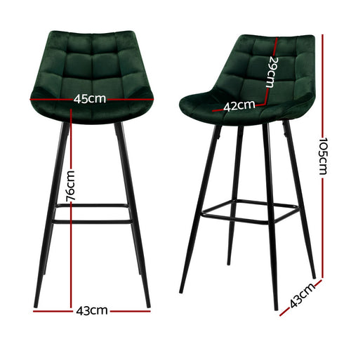 Amelia Velvet Counter Stool - Green (Set of 4)