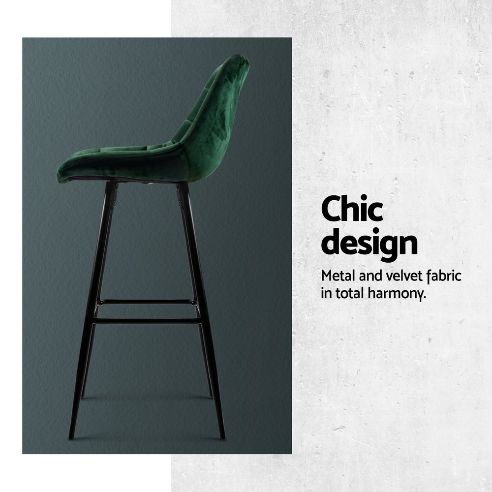 Amelia Velvet Counter Stool - Green (Set of 4)