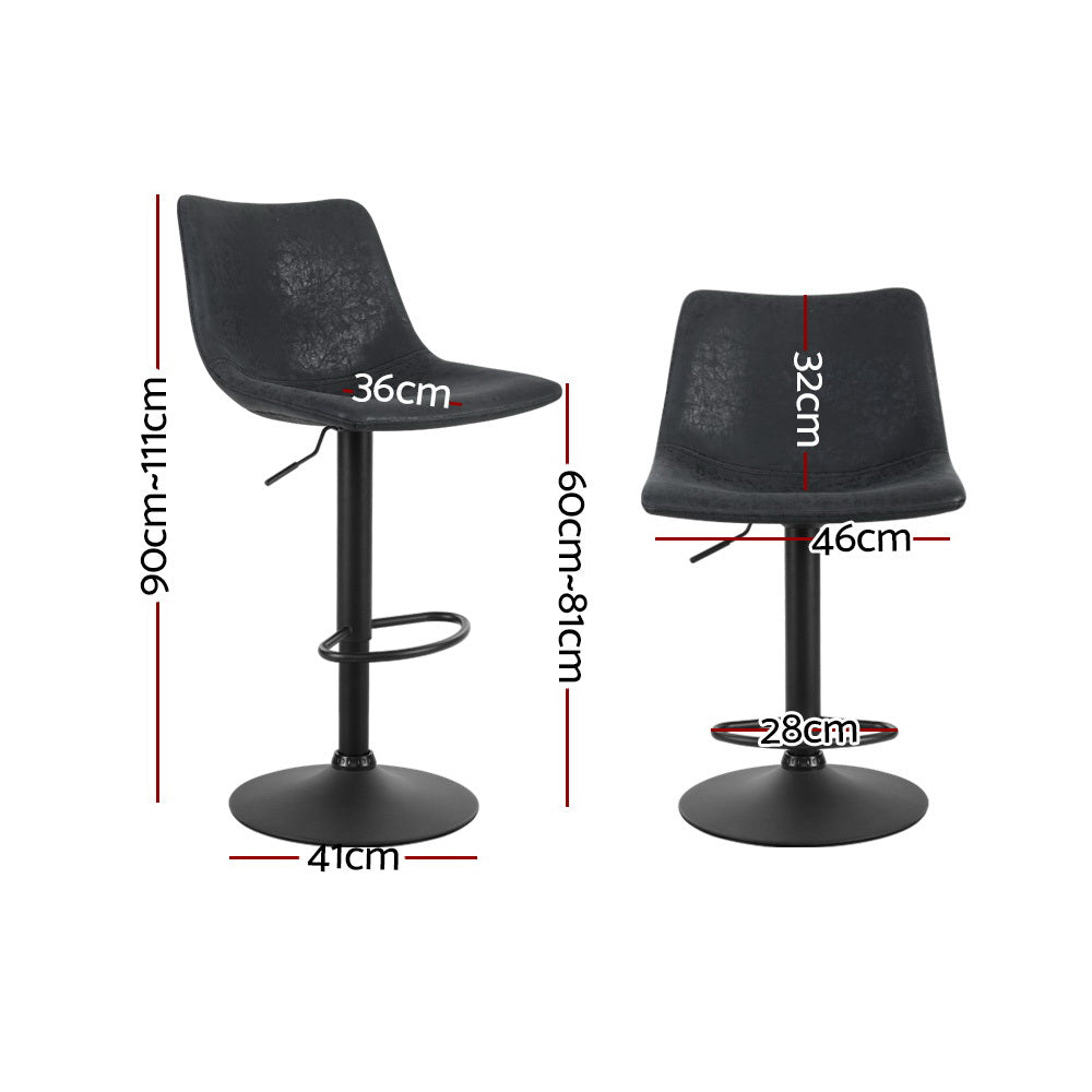 Theodore PU Leather Counter Stool - Black (Set of 2)