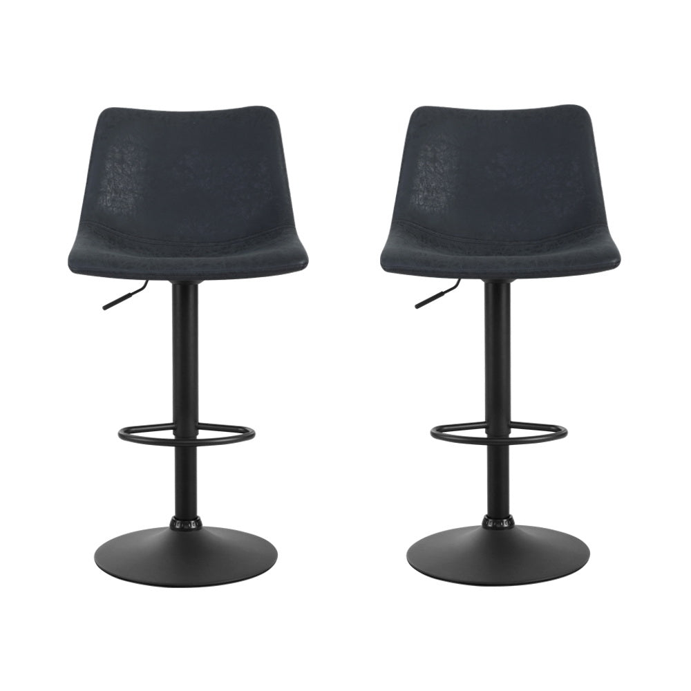 Theodore PU Leather Counter Stool - Black (Set of 2)