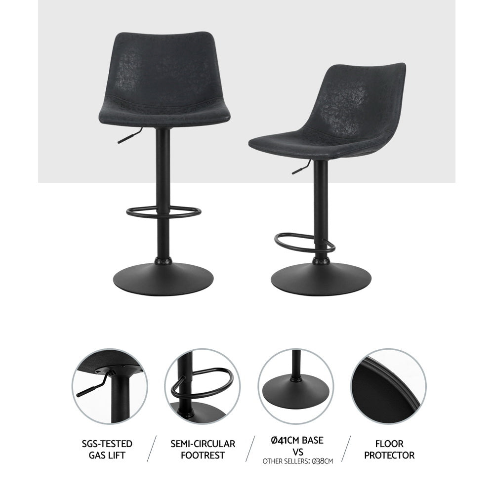 Theodore PU Leather Counter Stool - Black (Set of 2)